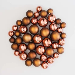 44 Weihnachtskugeln, Bronze, Kunststoff, 5-8 Cm