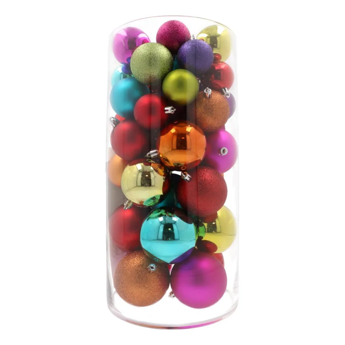 44 Weihnachtskugeln, Bunt, Kunststoff, 5-8 Cm