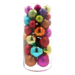 44 Weihnachtskugeln, Bunt, Kunststoff, 5-8 Cm