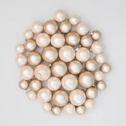 44 Weihnachtskugeln, Champagner, Glas, 5-8 Cm