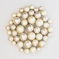 44 Weihnachtskugeln, Champagner, Kunststoff, 5-8 Cm