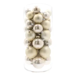 44 Weihnachtskugeln, Champagner, Kunststoff, 5-8 Cm