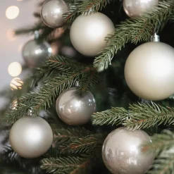 44 Weihnachtskugeln, Champagner, Kunststoff, 5-8 Cm