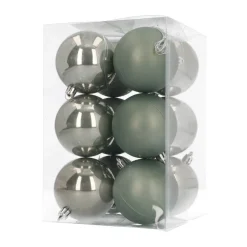12 Weihnachtskugeln Cottage Green, Aus Kunststoff, 7 Cm