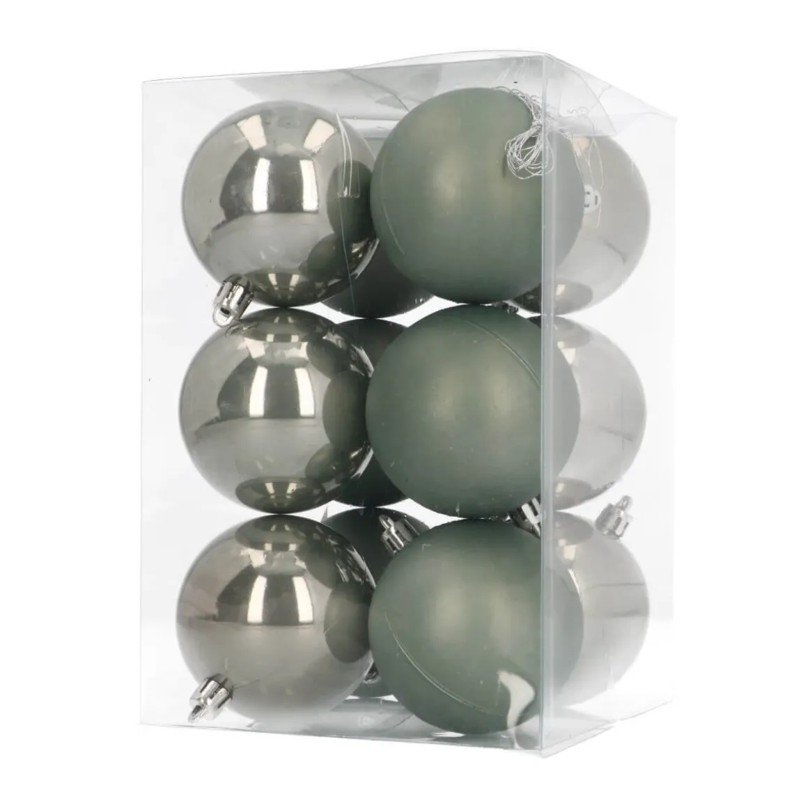 12 Weihnachtskugeln Cottage Green, Aus Kunststoff, 7 Cm