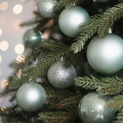 44 Weihnachtskugeln, Eukalyptus, Kunststoff, 5-8 Cm