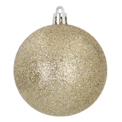 6 Weihnachtskugeln Glitzermantel Champagner, Aus Kunststoff, 7 Cm