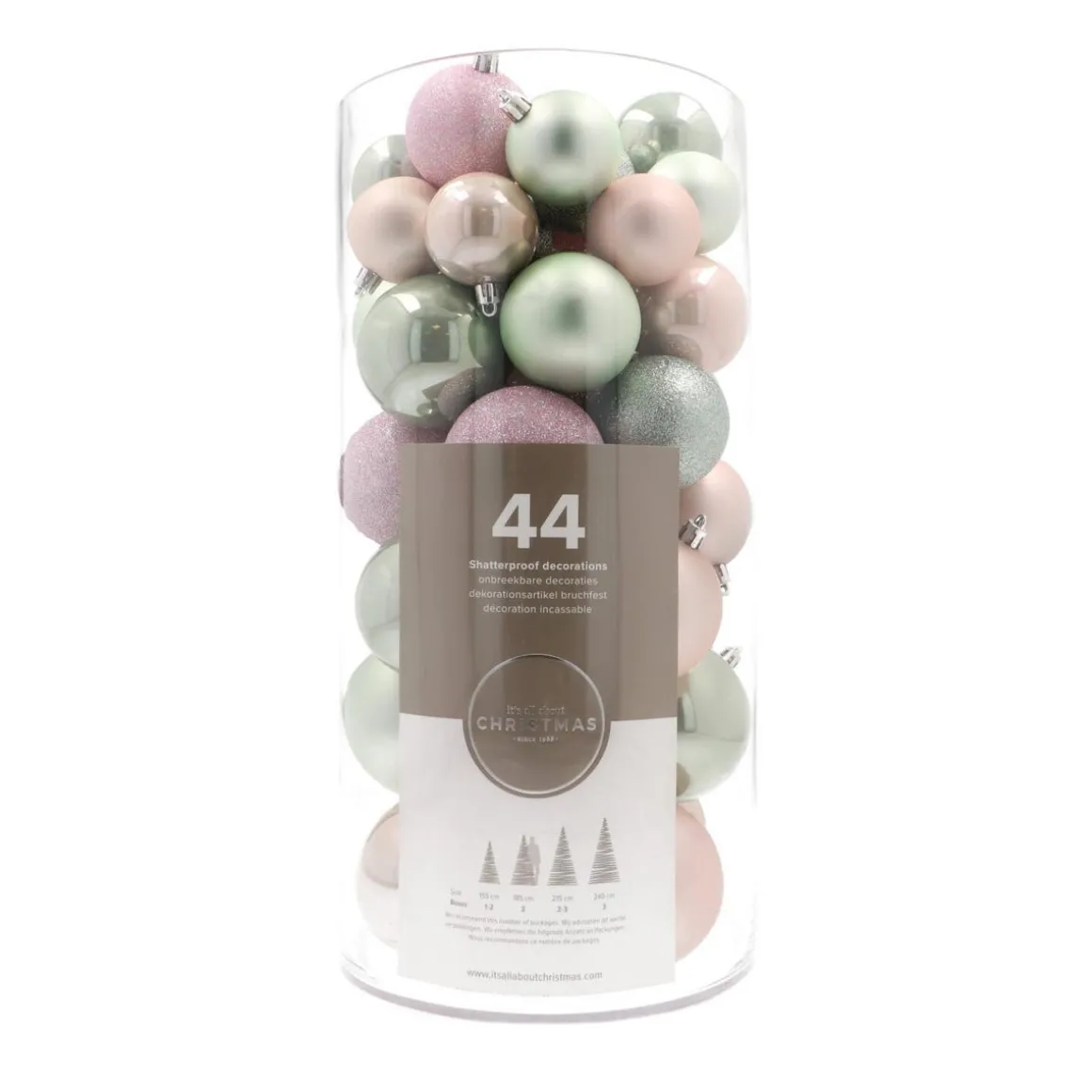 44 Weihnachtskugeln, Romantic Mix, Kunststoff, 5-8 Cm
