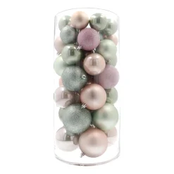 44 Weihnachtskugeln, Romantic Mix, Kunststoff, 5-8 Cm