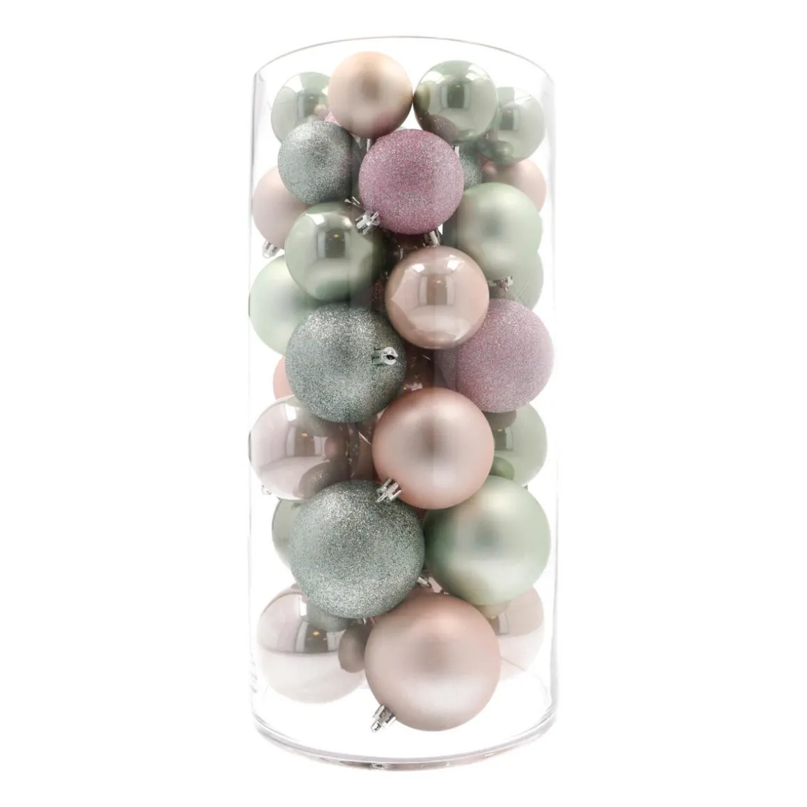 44 Weihnachtskugeln, Romantic Mix, Kunststoff, 5-8 Cm