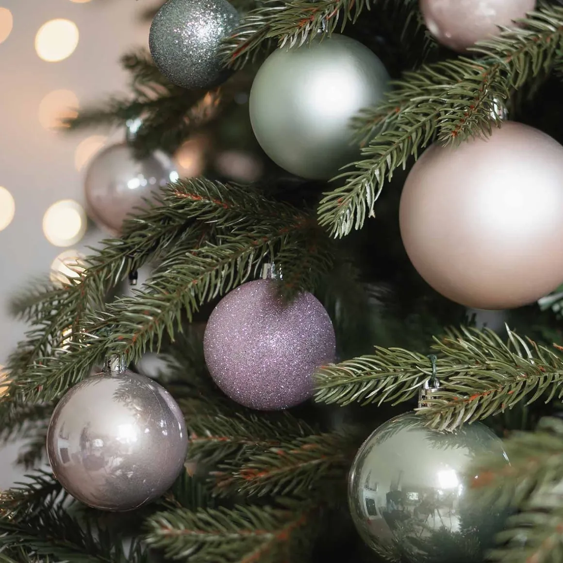 44 Weihnachtskugeln, Romantic Mix, Kunststoff, 5-8 Cm