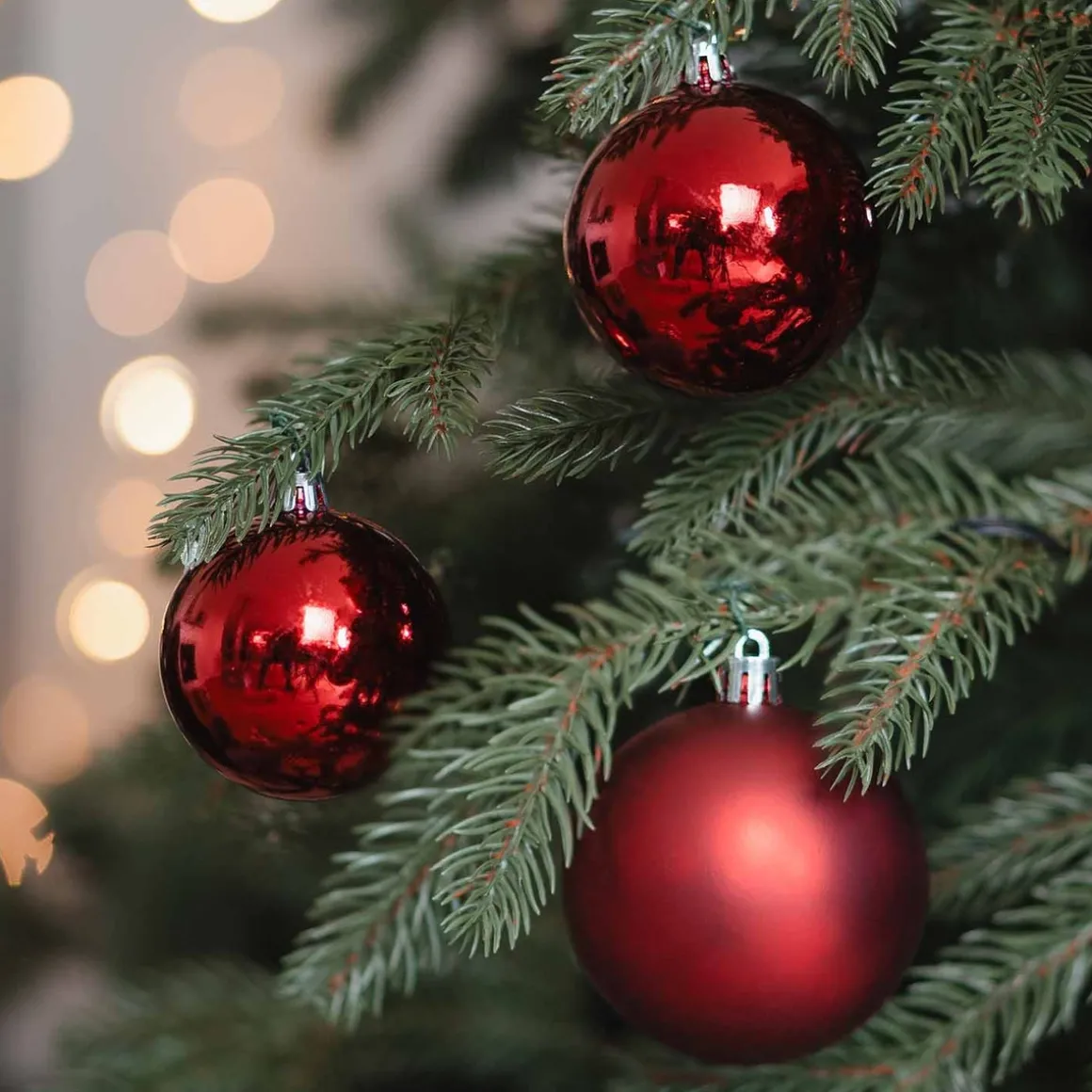 12 Weihnachtskugeln Rot, Aus Kunststoff, 7 Cm