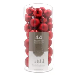 44 Weihnachtskugeln, Rot, Kunststoff, 5-8 Cm