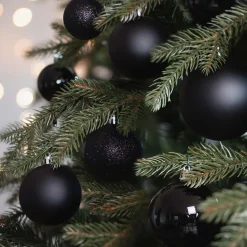 44 Weihnachtskugeln, Schwarz, Kunststoff, 5-8 Cm