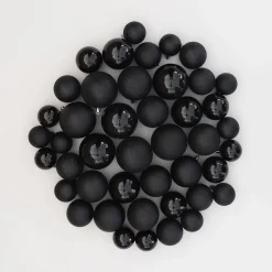44 Weihnachtskugeln, Schwarz, Kunststoff, 5-8 Cm