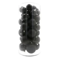 44 Weihnachtskugeln, Schwarz, Kunststoff, 5-8 Cm