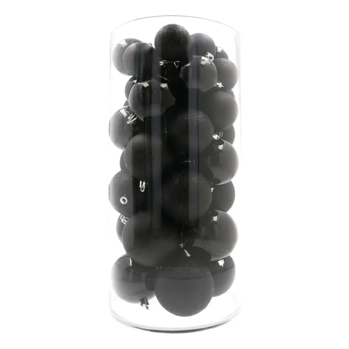 44 Weihnachtskugeln, Schwarz, Kunststoff, 5-8 Cm