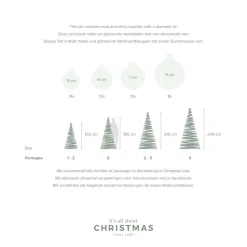 44 Weihnachtskugeln, Silber, Glas, 5-8 Cm