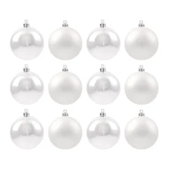 12 Weihnachtskugeln Silber, Aus Kunststoff, 7 Cm