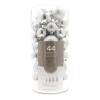 44 Weihnachtskugeln, Silber, Kunststoff, 5-8 Cm