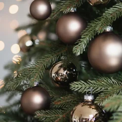 44 Weihnachtskugeln, Taupe, Glas, 5-8 Cm