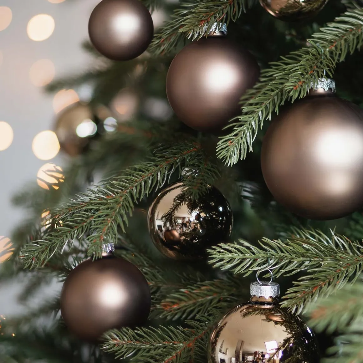 44 Weihnachtskugeln, Taupe, Glas, 5-8 Cm