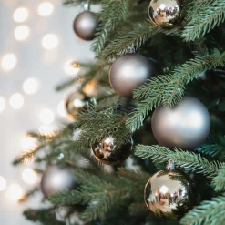 44 Weihnachtskugeln, Taupe, Kunststoff, 5-8 Cm