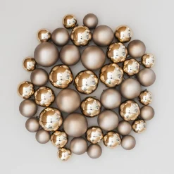 44 Weihnachtskugeln, Taupe, Kunststoff, 5-8 Cm