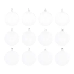 12 Weihnachtskugeln Weiß, Aus Kunststoff, 7 Cm