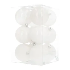 12 Weihnachtskugeln Weiß, Aus Kunststoff, 7 Cm