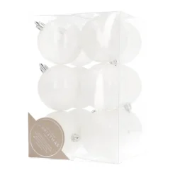 12 Weihnachtskugeln Weiß, Aus Kunststoff, 7 Cm