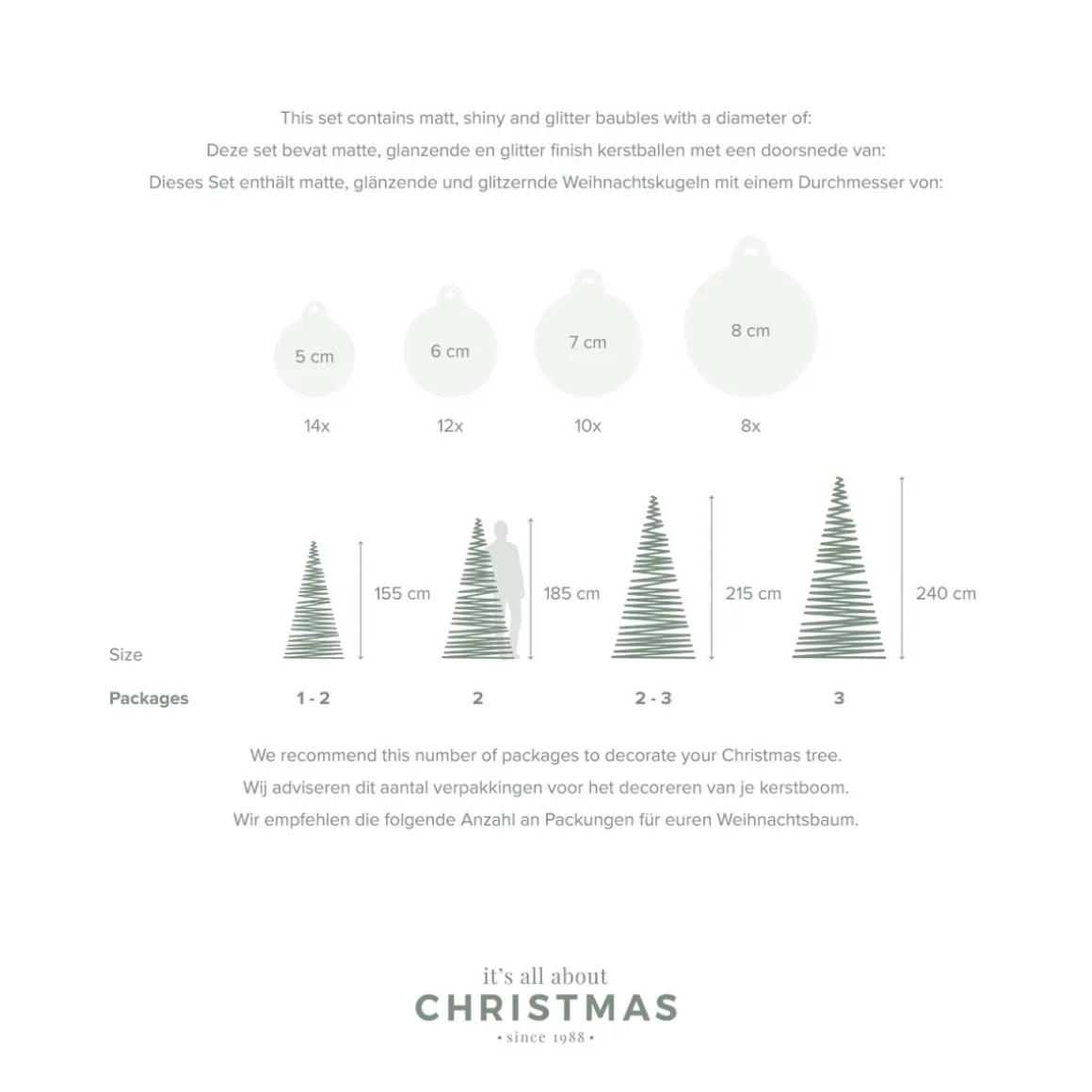 44 Weihnachtskugeln, Weiß, Glas, 5-8 Cm