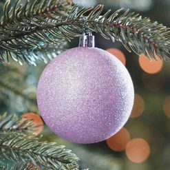 6 Weihnachtskugeln Zartrosa, Aus Kunststoff, 7 Cm