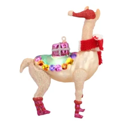 Anhänger Alpaka, Beige, Glas, 14 Cm