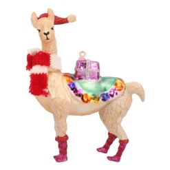 Anhänger Alpaka, Beige, Glas, 14 Cm