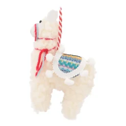 Anhänger Alpaka, Weiß, Kunststoff, 13 Cm