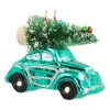 Anhänger Auto Mit Tannenbaum, Blau, Kunststoff, 10 Cm