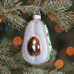 Anhänger Avocado, Grün, Glas, 9,5 Cm