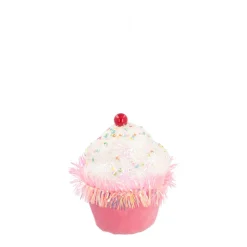Anhänger Cupcake, Weiß-rosa, Kunststoff, 12 Cm