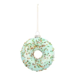 Anhänger Donut, Hellblau, Glas, 10 Cm
