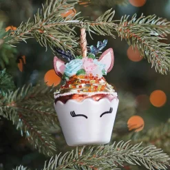 Anhänger Einhorn-Cupcake, Glas, 11 Cm