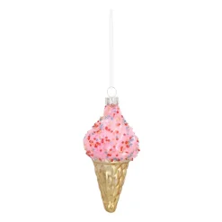 Anhänger Eis, Rosa, Glas, 12 Cm