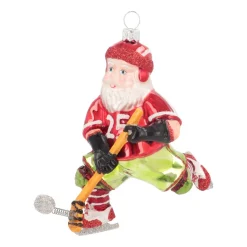Anhänger Eishockey-Weihnachtsmann, Glas, 12 Cm