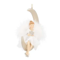 Anhänger Engel Auf Mond, Polyresin, 13 Cm