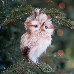 Anhänger Eule, Braun, Kunststoff, 13 Cm