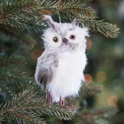 Anhänger Eule, Grau, Kunststoff, 13 Cm