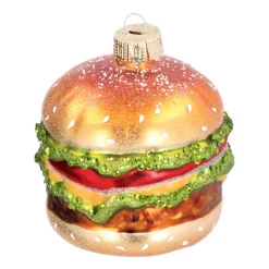 Anhänger Hamburger, Gold, Glas, 9 Cm