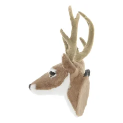 Anhänger Hirschkopf, Hellbraun, Kunstfell, 16 Cm