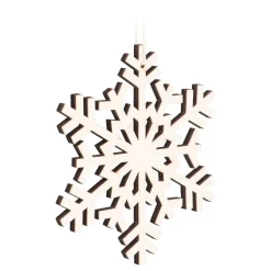 Anhänger Holz-Schneeflocke Mit Feinen Linien, Weiß, 12 Cm