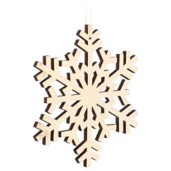 Anhänger Holz-Schneeflocke Mit Feinen Linien, Weiß, 12 Cm